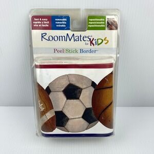 RoomMates Kids Sports Peel & Stick Wall Border 5"x15' Soccer Basketball Football